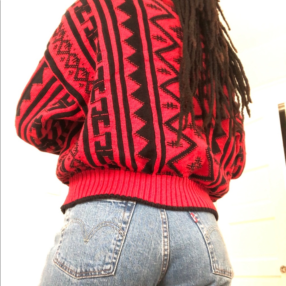 Vintage Graphic Red Sweater Lizwear 100% Cotton M - Picture 10 of 11